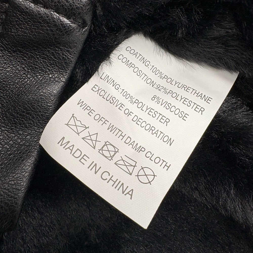 NWT Bellivera Faux Fur Black Leather Moto Biker Jacket size Large - Picture 8 of 9